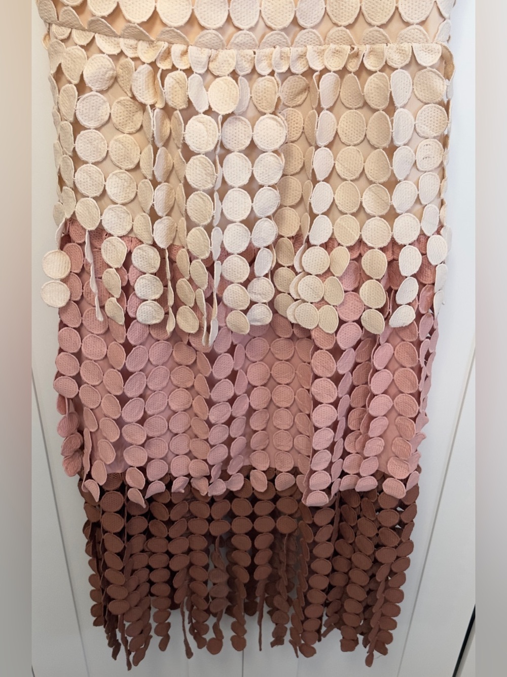 Fringe Tiered Circle Dress Sz MED-LG By Just Me Cream, Pink and Brown NEW! - Picture 5 of 7